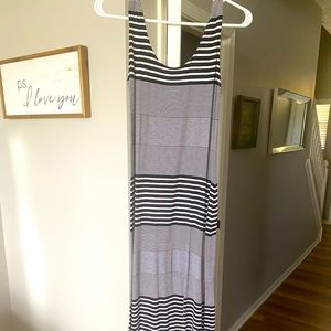 Striped Maxi Dress - Navy & White